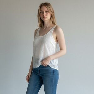 Abercrombie Fitch White Floral Lace Sheer‎ Tank Top Womens Size S